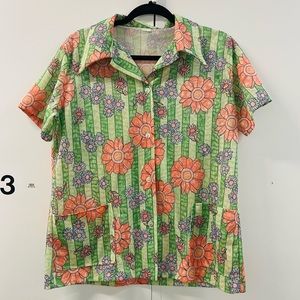 vintage 60s 70s flower power button up shirt